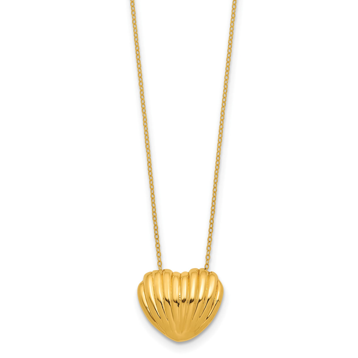 Grooved Heart Necklace in 14K Yellow Gold - Sophia Jewelers