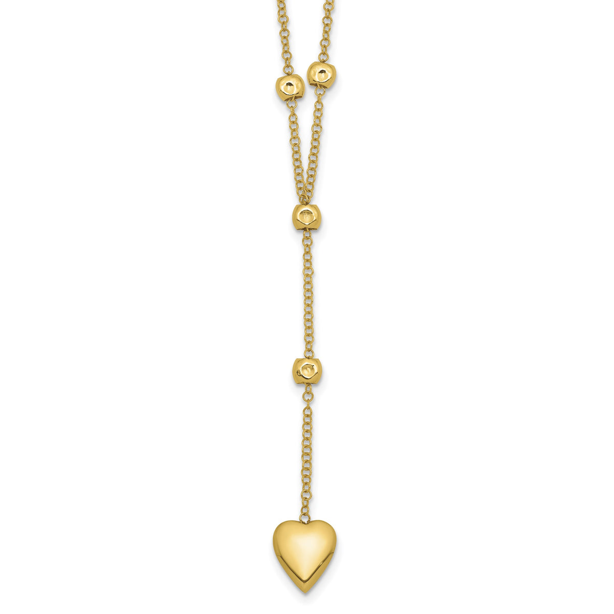 Station Y-Drop Heart Necklace in 14K Yellow Gold, Textured - Sophia Jewelers Main image
