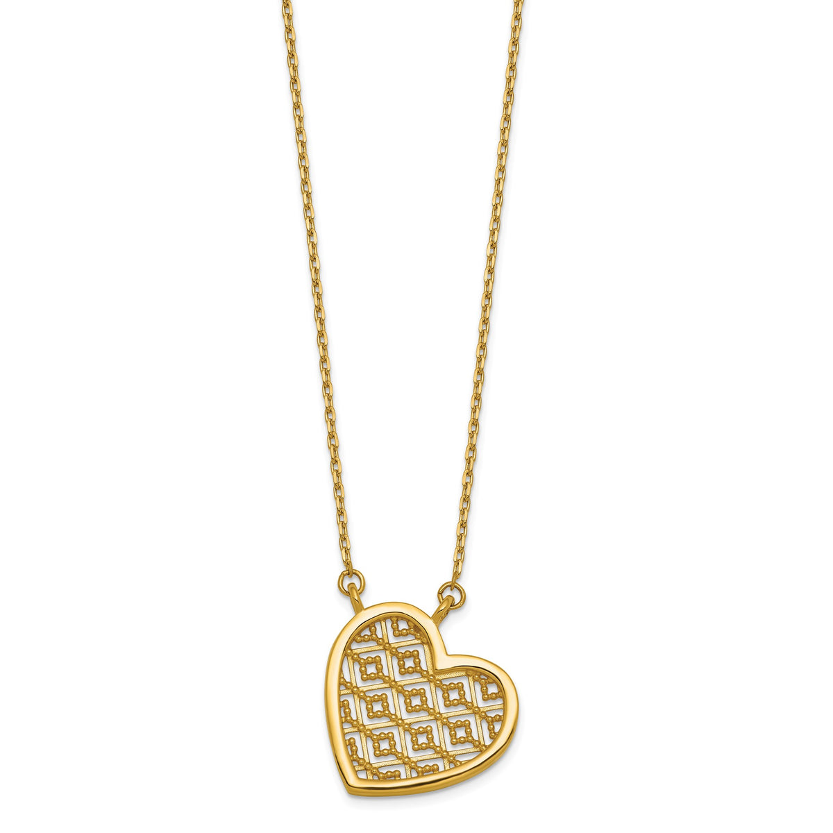 Cut-Out Heart Necklace in 14K Yellow Gold with Extender, 17 Inch - Sophia Jewelers