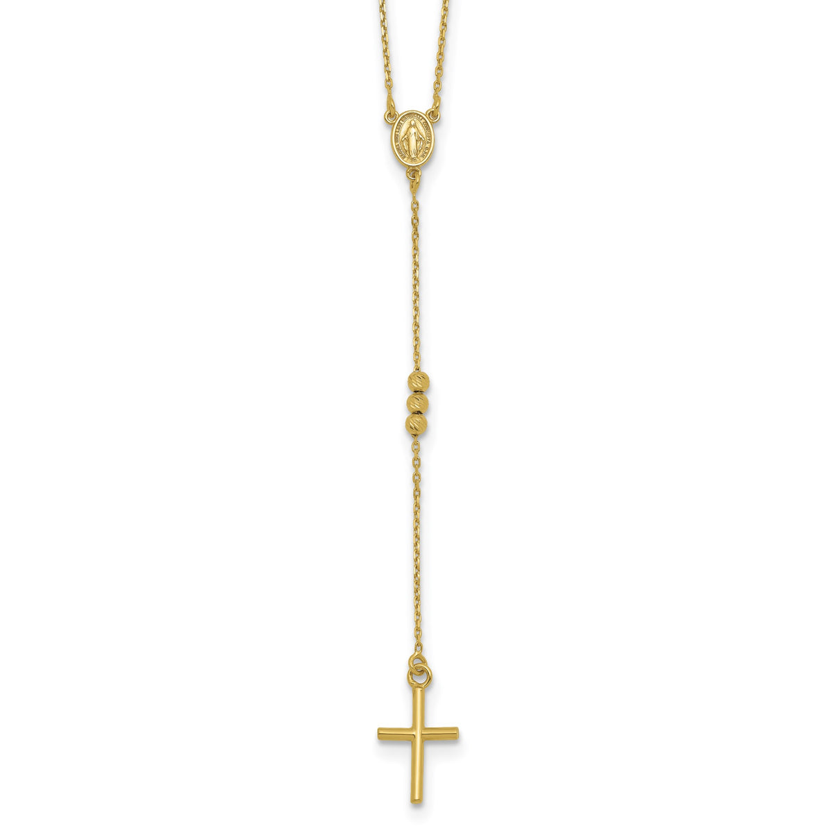 Beaded Rosary Necklace in 14K Yellow Gold - Sophia Jewelers