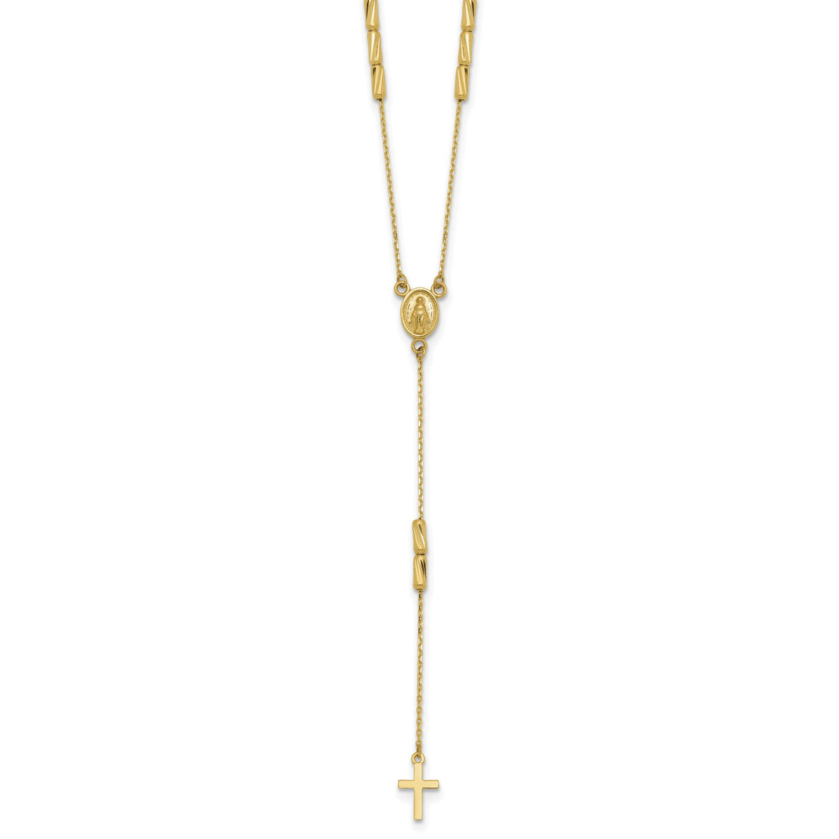 Miraculous Medal Cross Necklace in 14K Yellow Gold, 17 Inch - Sophia Jewelers