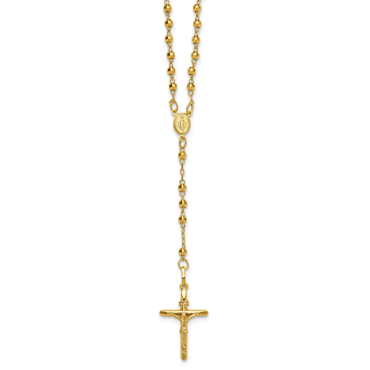 Faceted Beads Rosary Necklace in 14K Yellow Gold, 17.8 Inch - Sophia Jewelers