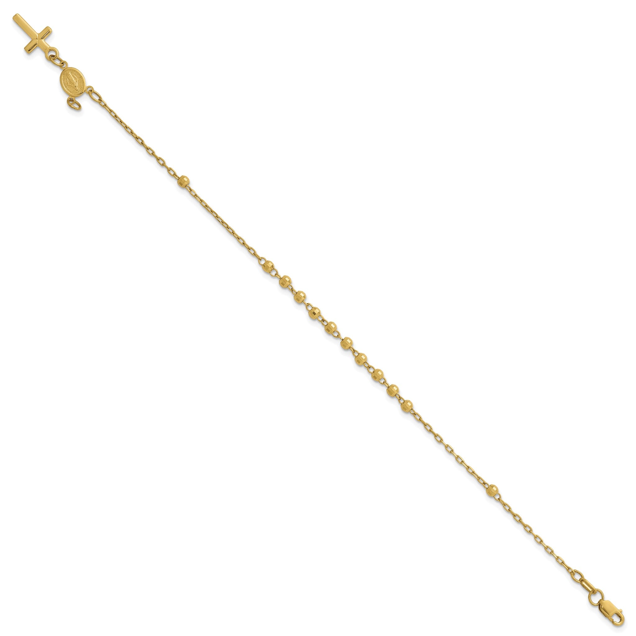 Faceted Beads Rosary Bracelet in 14K Yellow Gold, 8.25mm, 7.5 Inch Secondary image