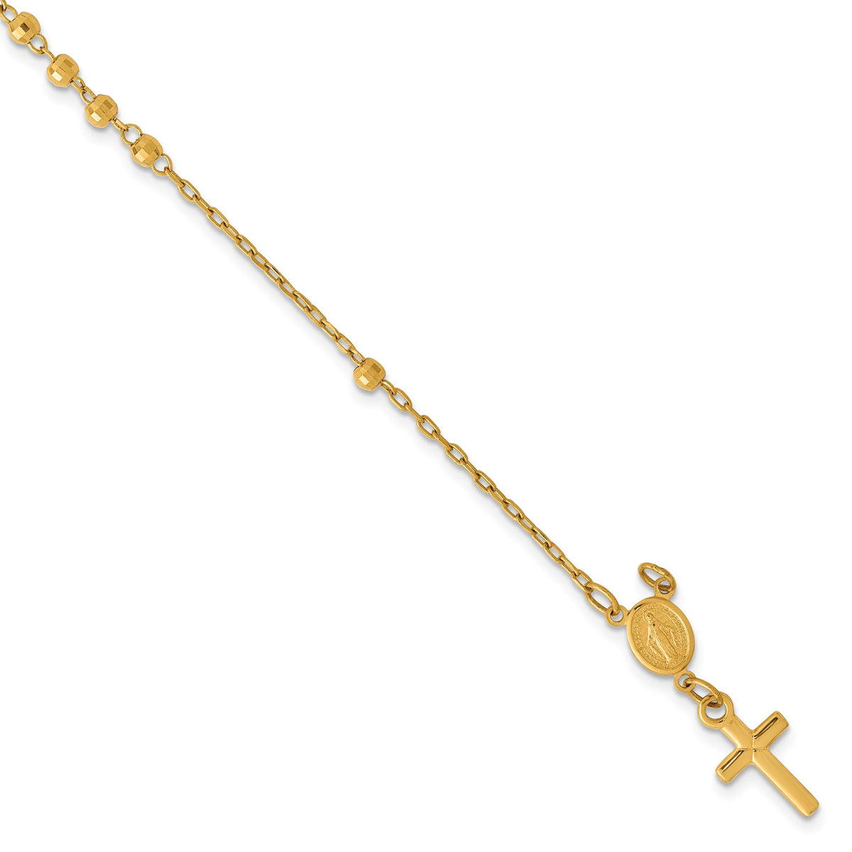 Faceted Beads Rosary Bracelet in 14K Yellow Gold, 8.25mm, 7.5 Inch - Sophia Jewelers Main image