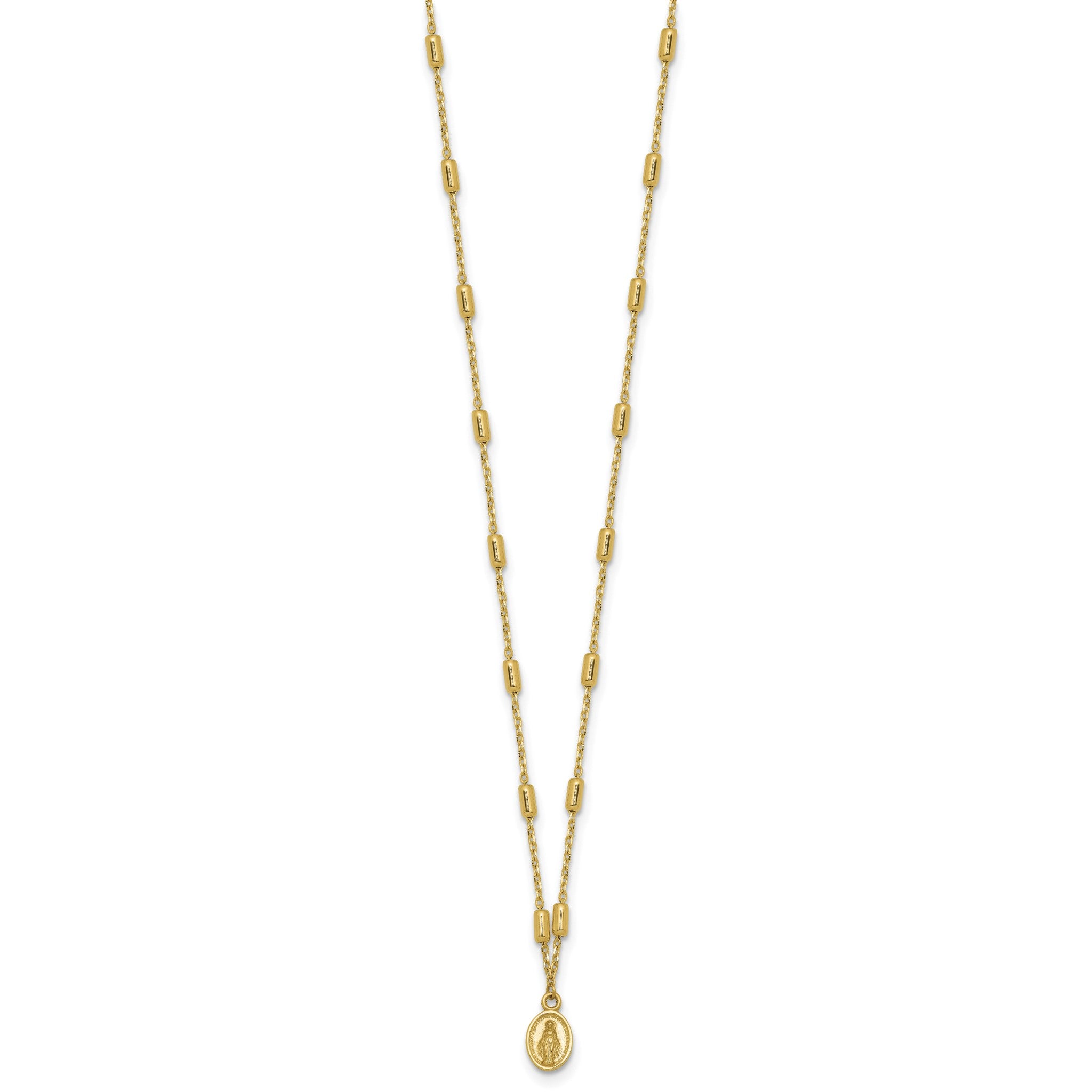 Bar Station Miraculous Medal Necklace in 14K Yellow Gold, 17 Inch Secondary image