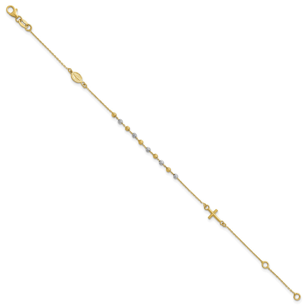 Beaded Rosary Bracelet in 14K Two-Tone Gold - Sophia Jewelers