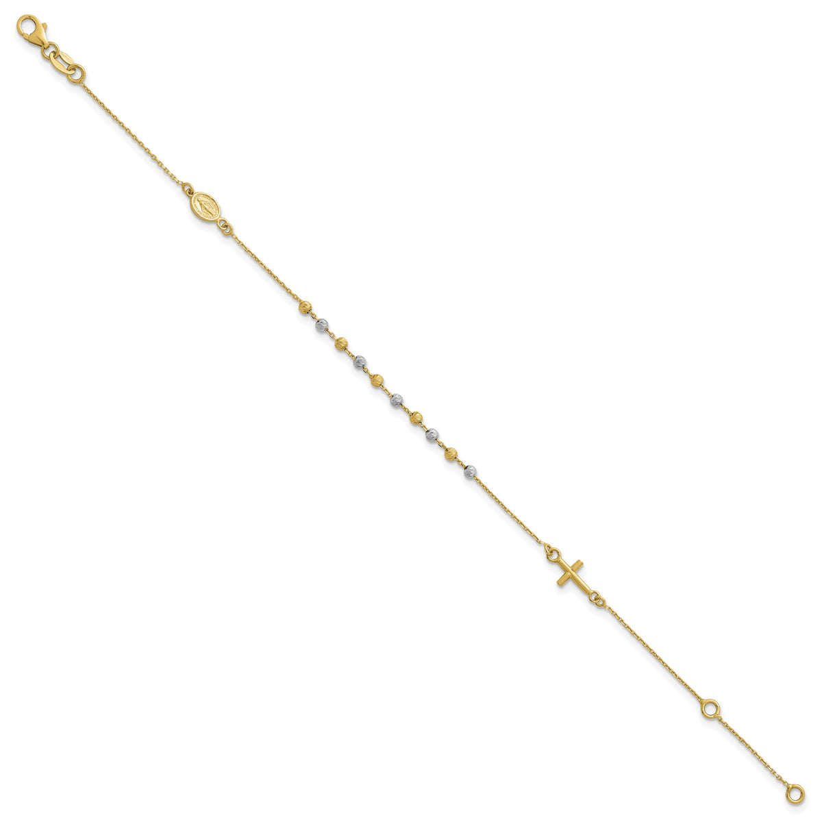 Beaded Rosary Bracelet in 14K Two-Tone Gold - Sophia Jewelers