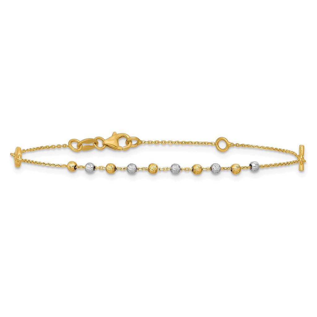Beaded Rosary Bracelet in 14K Two-Tone Gold - Sophia Jewelers