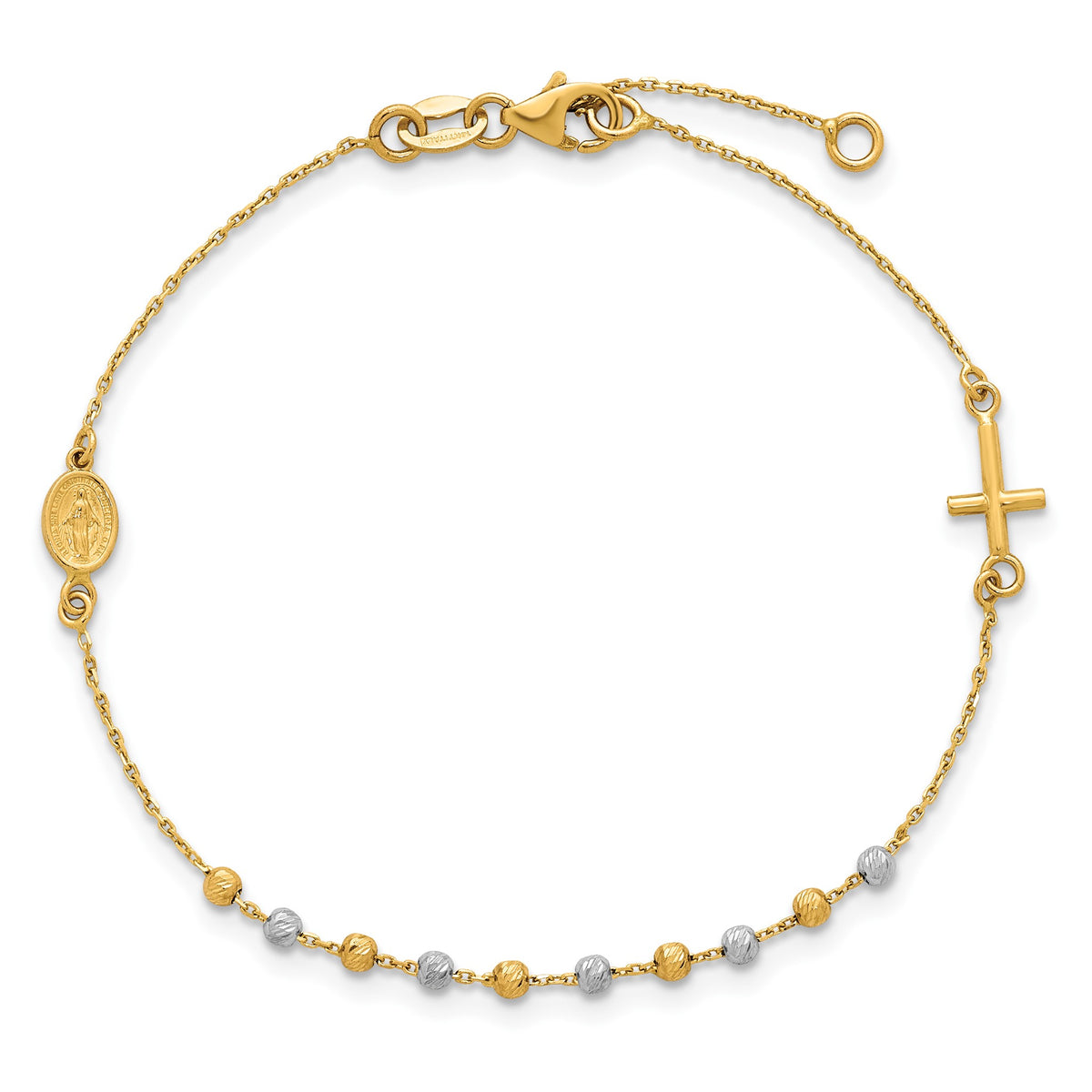 Beaded Rosary Bracelet in 14K Two-Tone Gold - Sophia Jewelers