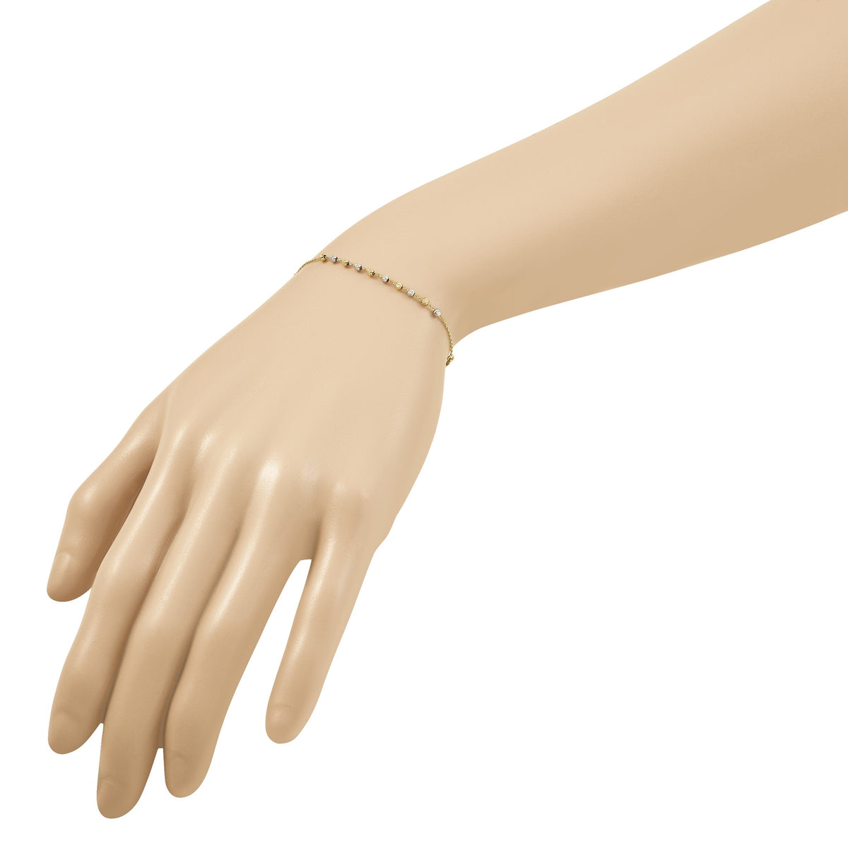 Beaded Rosary Bracelet in 14K Two-Tone Gold - Sophia Jewelers