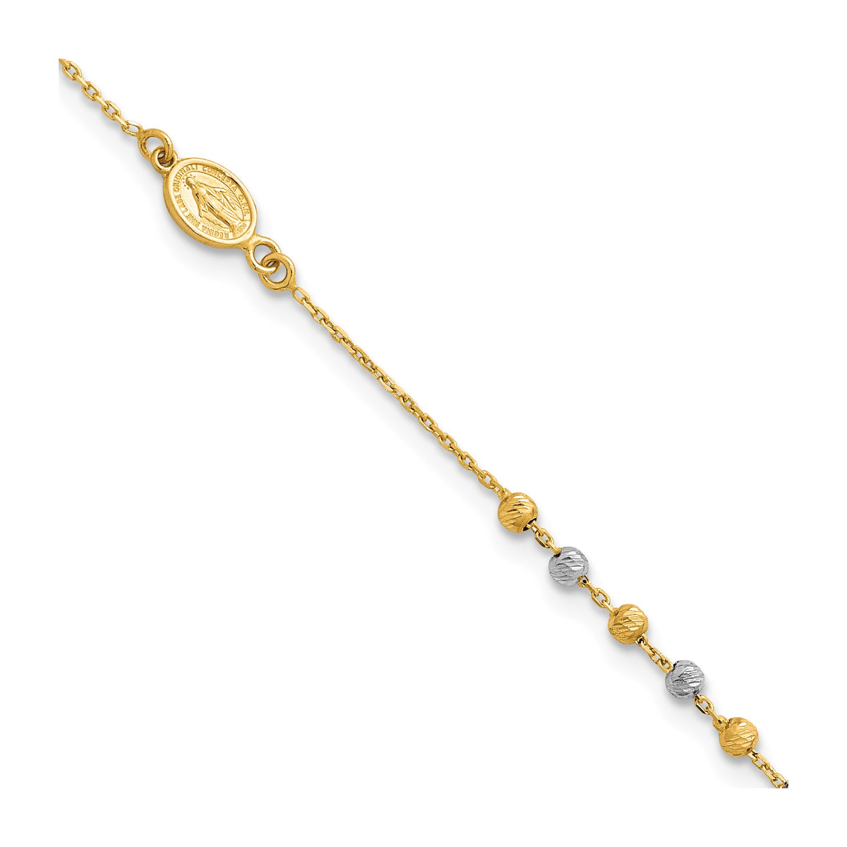 Beaded Rosary Bracelet in 14K Two-Tone Gold - Sophia Jewelers Main image