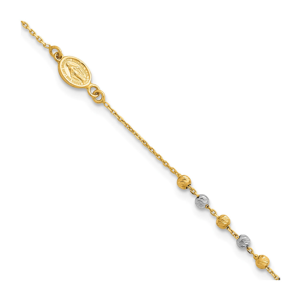 Beaded Rosary Bracelet in 14K Two-Tone Gold - Sophia Jewelers