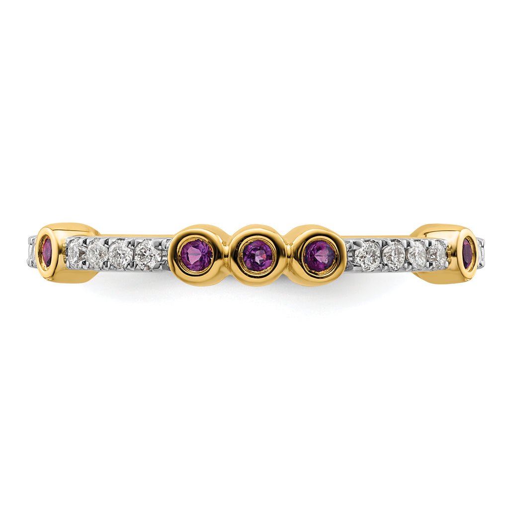 14k Stackable Expressions Amethyst and Diamond Ring