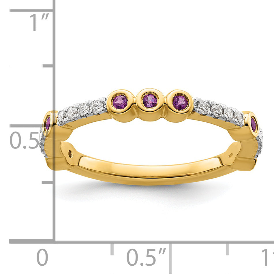 14k Stackable Expressions Amethyst and Diamond Ring