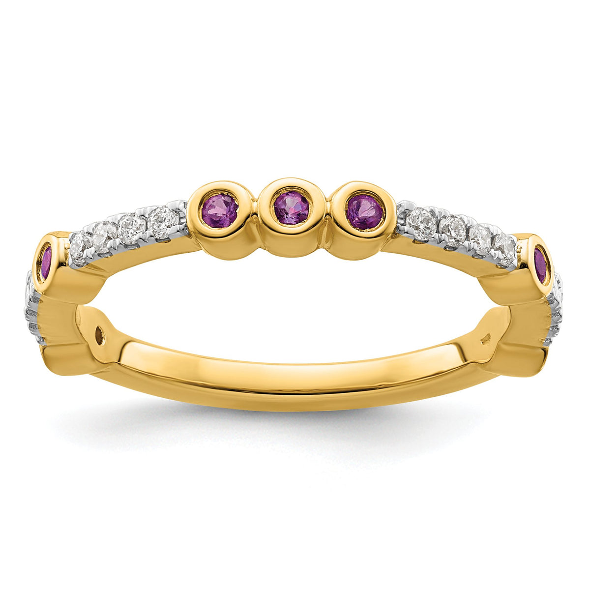 Amethyst & Diamond Stackable Ring in 14K Yellow Gold (0.08 ct. tw.), Size 5–8 - Sophia Jewelers Main image