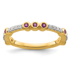 14k Stackable Expressions Amethyst and Diamond Ring