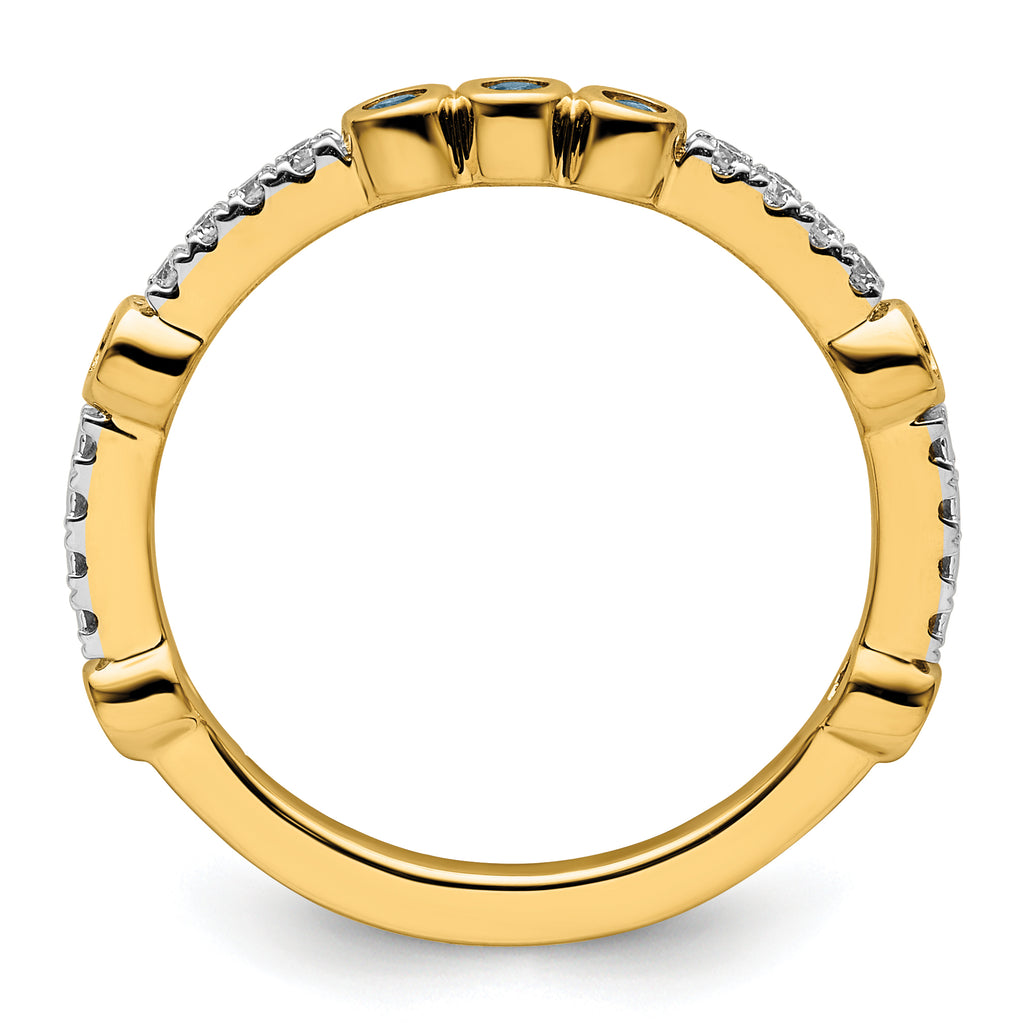 14k Stackable Expressions Aquamarine and Diamond Ring