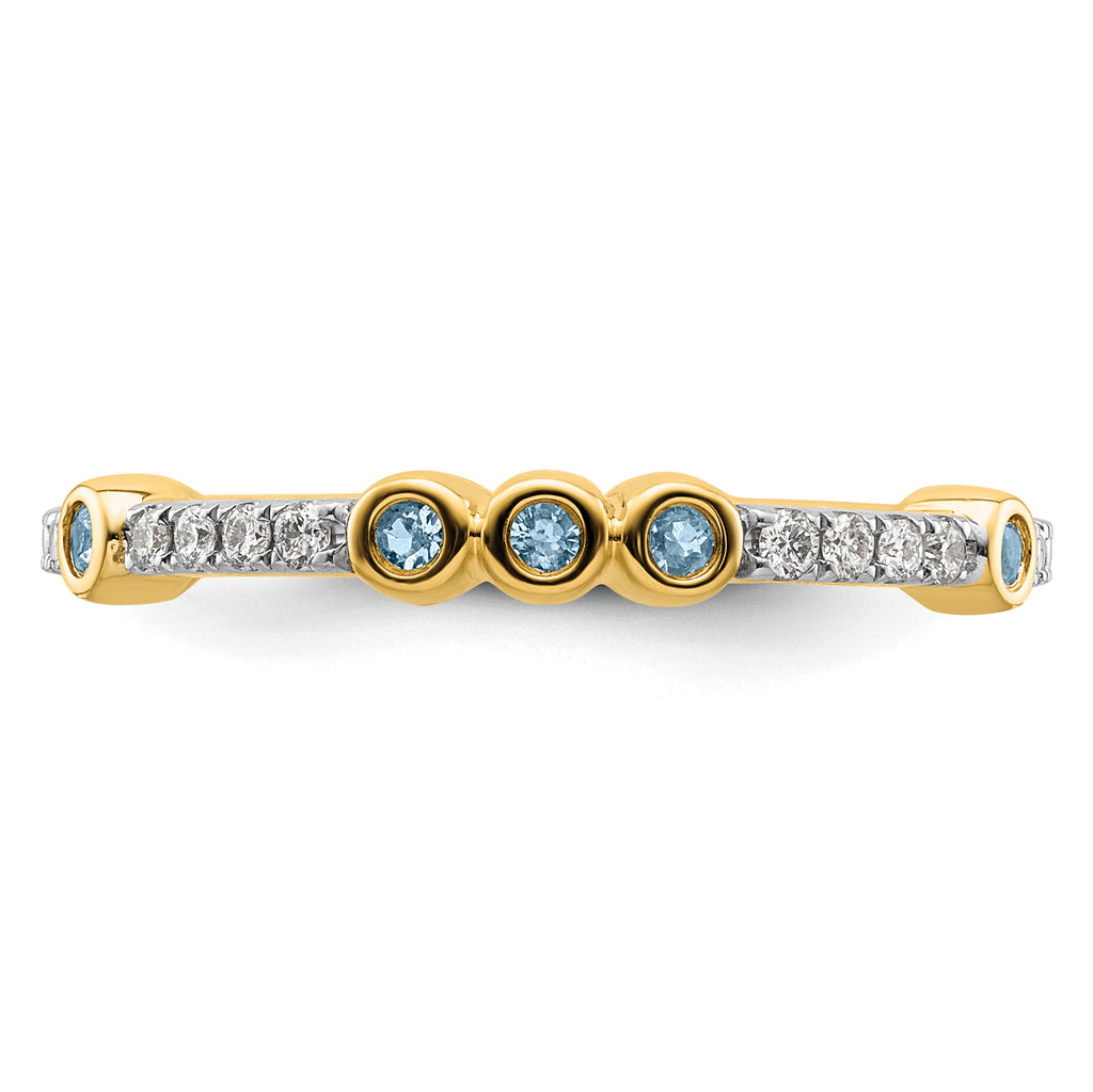 14k Stackable Expressions Aquamarine and Diamond Ring