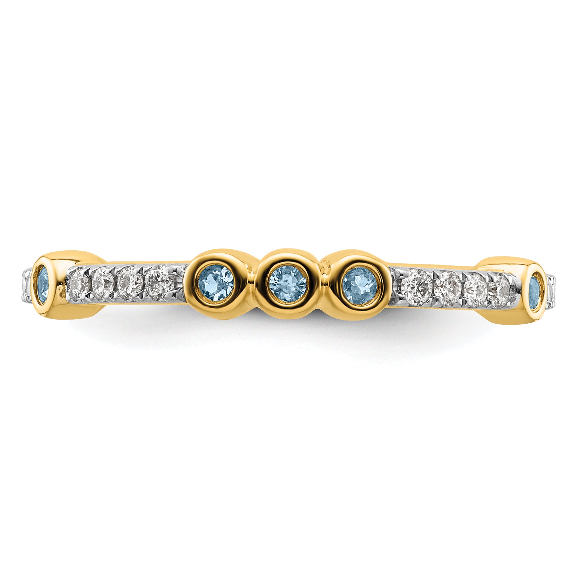 14k Stackable Expressions Aquamarine and Diamond Ring