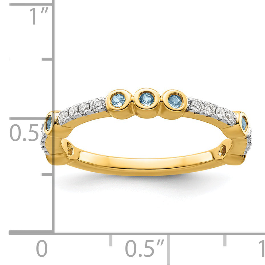 14k Stackable Expressions Aquamarine and Diamond Ring