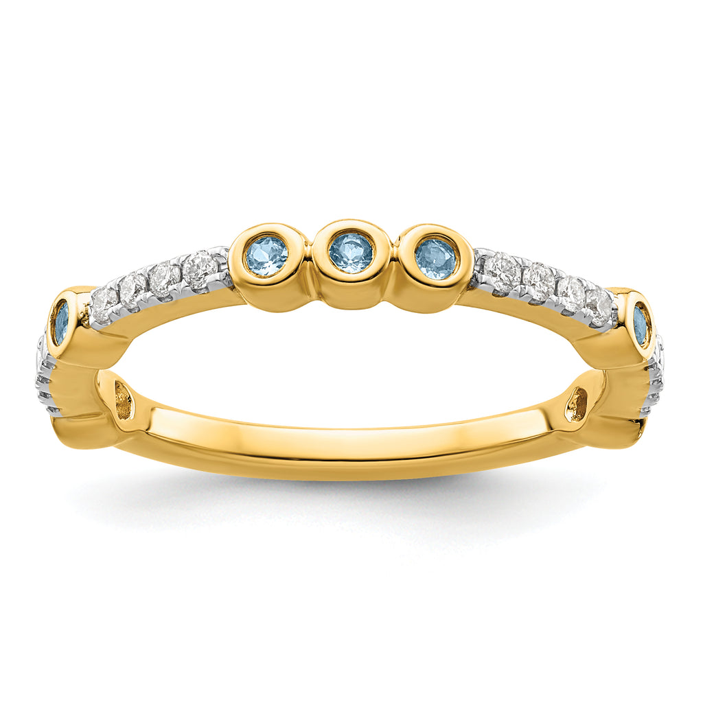 14k Stackable Expressions Aquamarine and Diamond Ring
