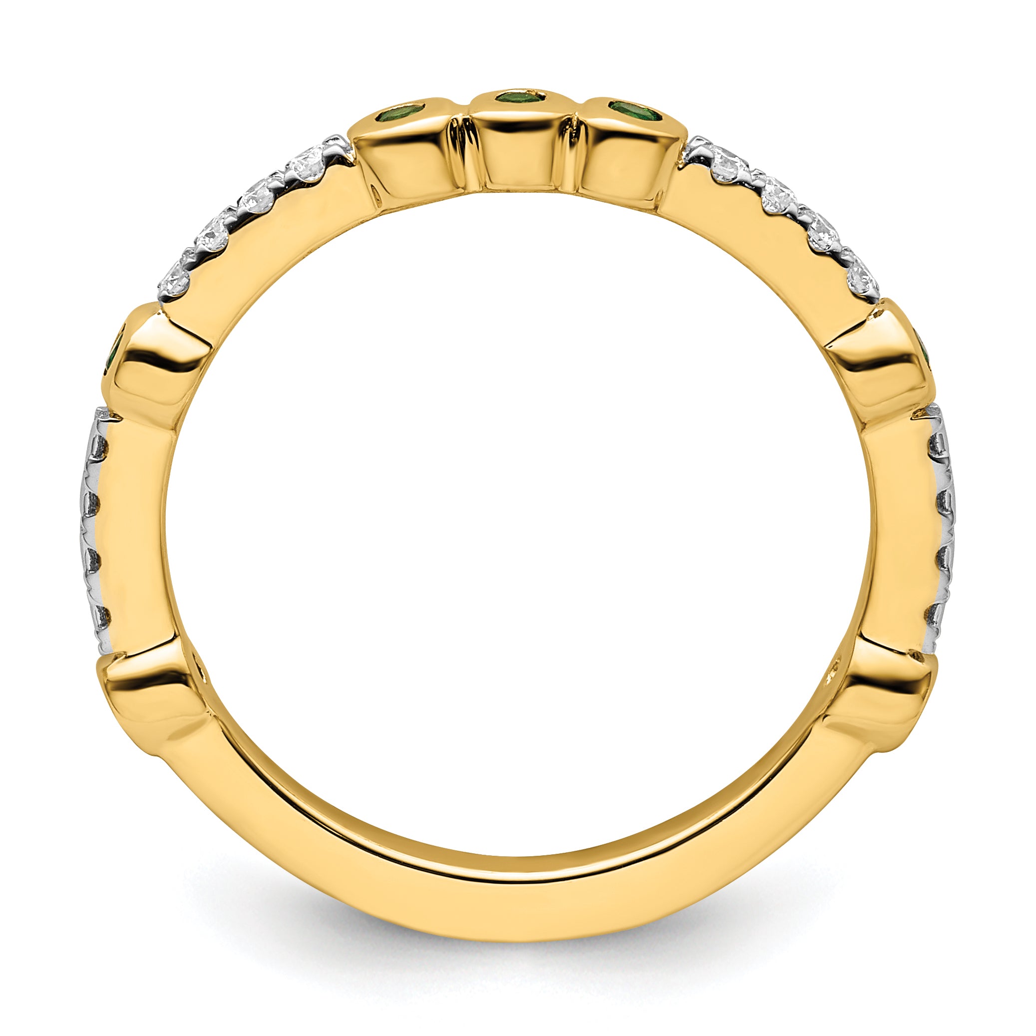 14k Stackable Expressions Created Emerald and Diamond Ring Secondary image