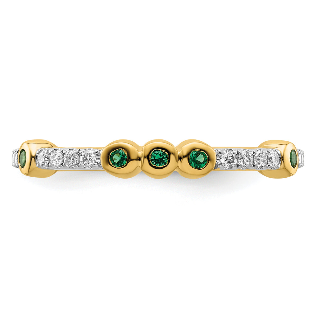 14k Stackable Expressions Created Emerald and Diamond Ring