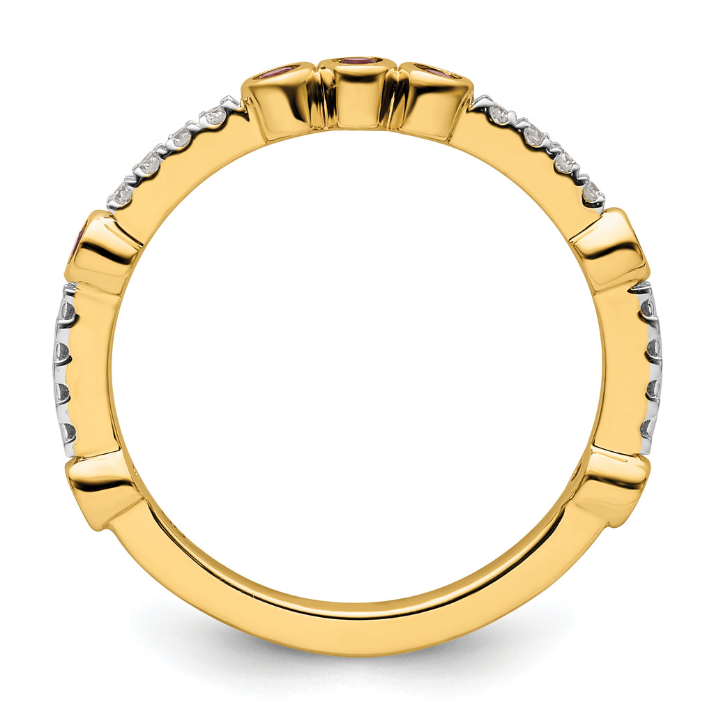 14k Stackable Expressions Rhodolite Garnet and Diamond Ring