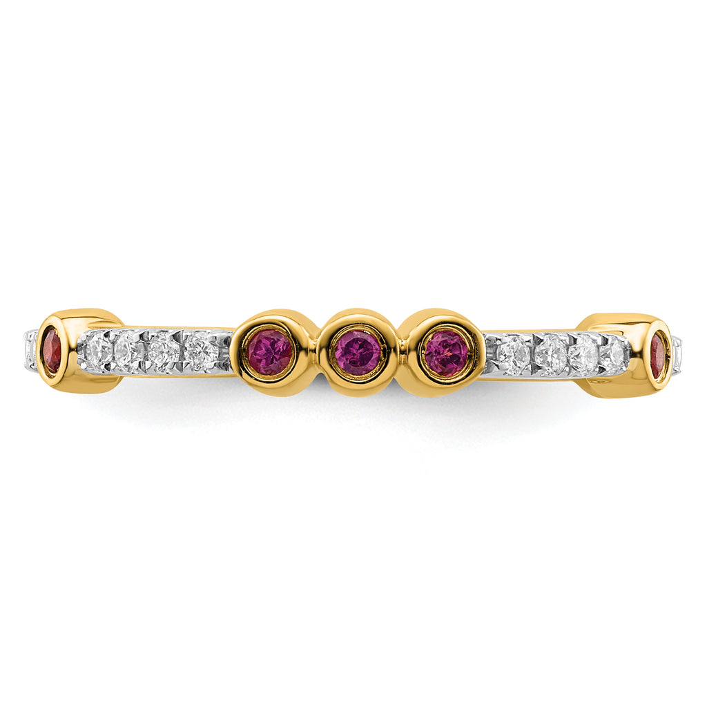 14k Stackable Expressions Rhodolite Garnet and Diamond Ring