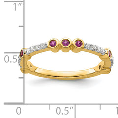 14k Stackable Expressions Rhodolite Garnet and Diamond Ring - Sophia Jewelers