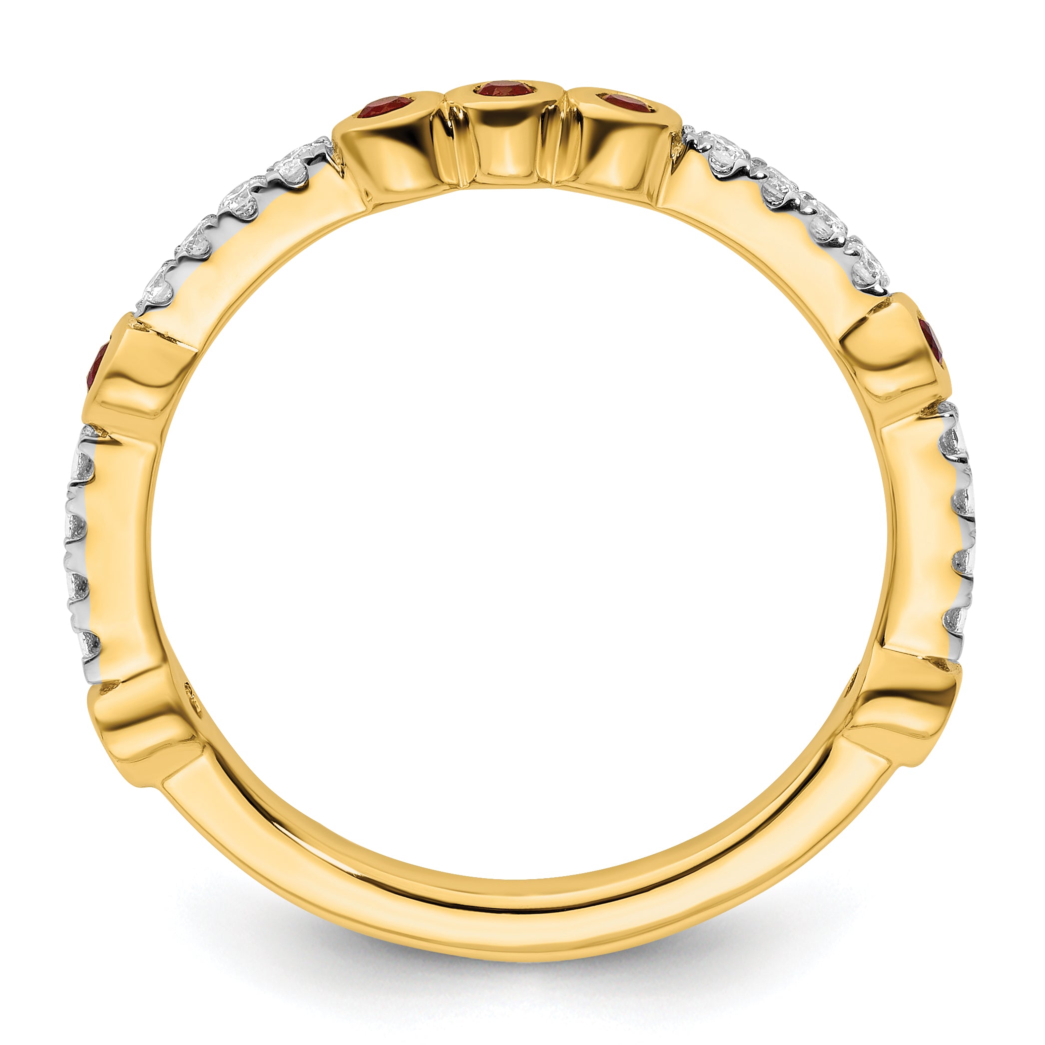 14k Stackable Expressions Created Ruby and Diamond Ring Secondary image