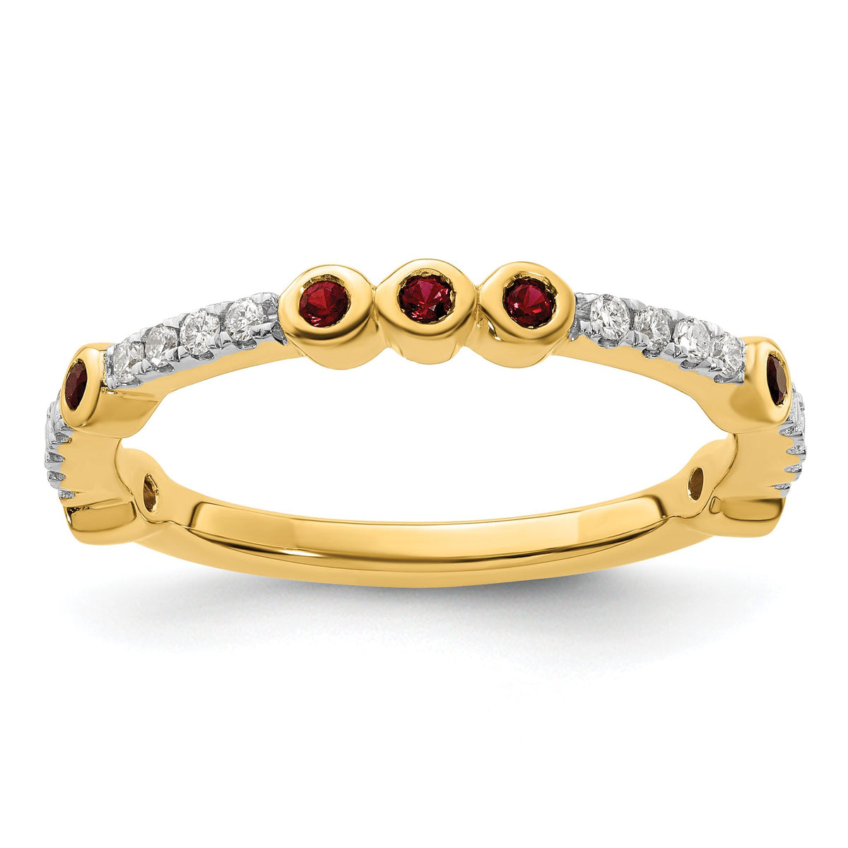 Created Ruby & Diamond Stackable Ring in 14K Yellow Gold (0.08 ct. tw.), Size 5–8 - Sophia Jewelers Main image