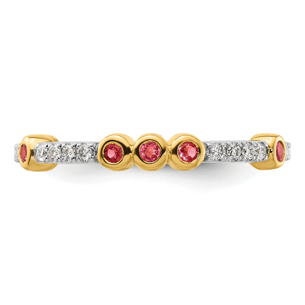 14k Stackable Expressions Pink Tourmaline and Diamond Ring