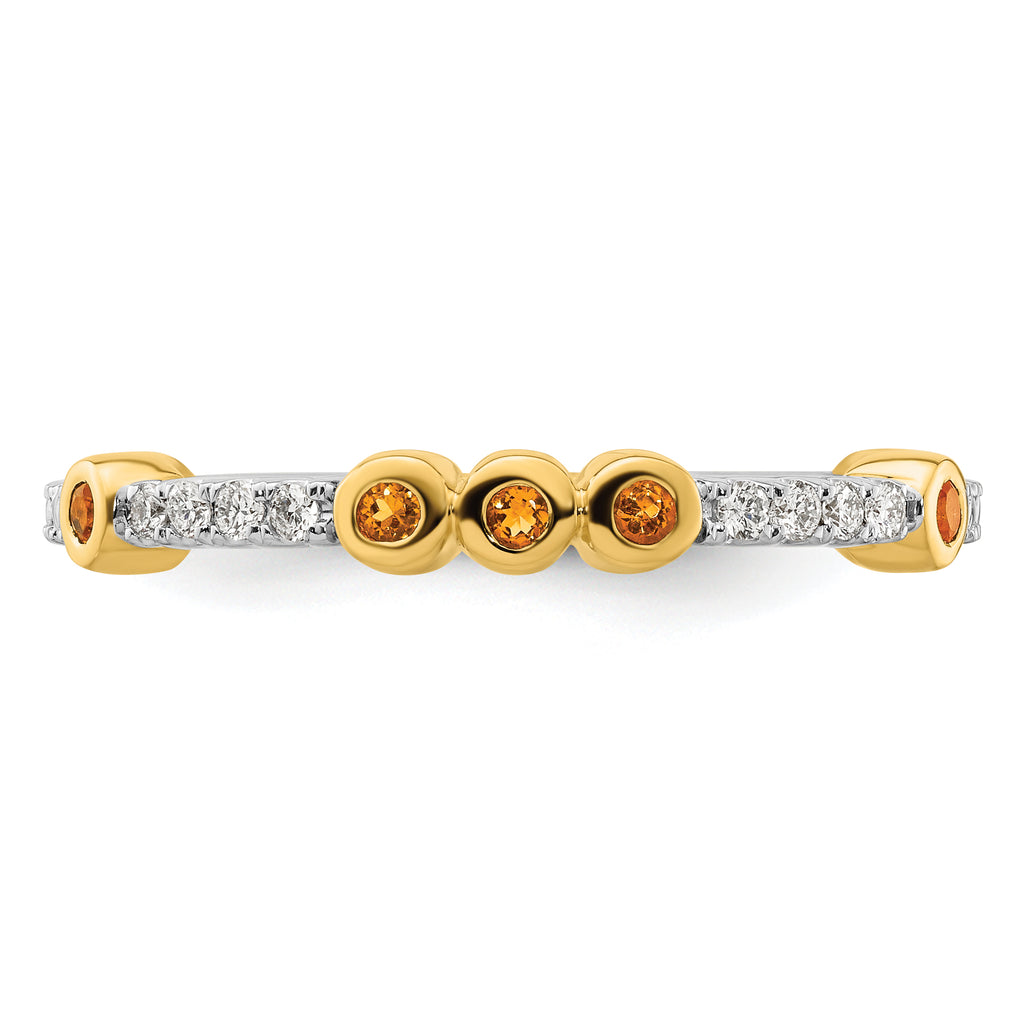 14k Stackable Expressions Citrine and Diamond Ring
