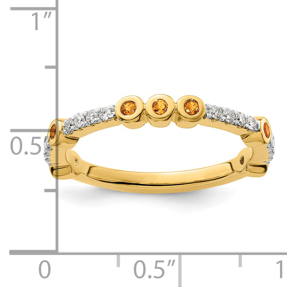 14k Stackable Expressions Citrine and Diamond Ring