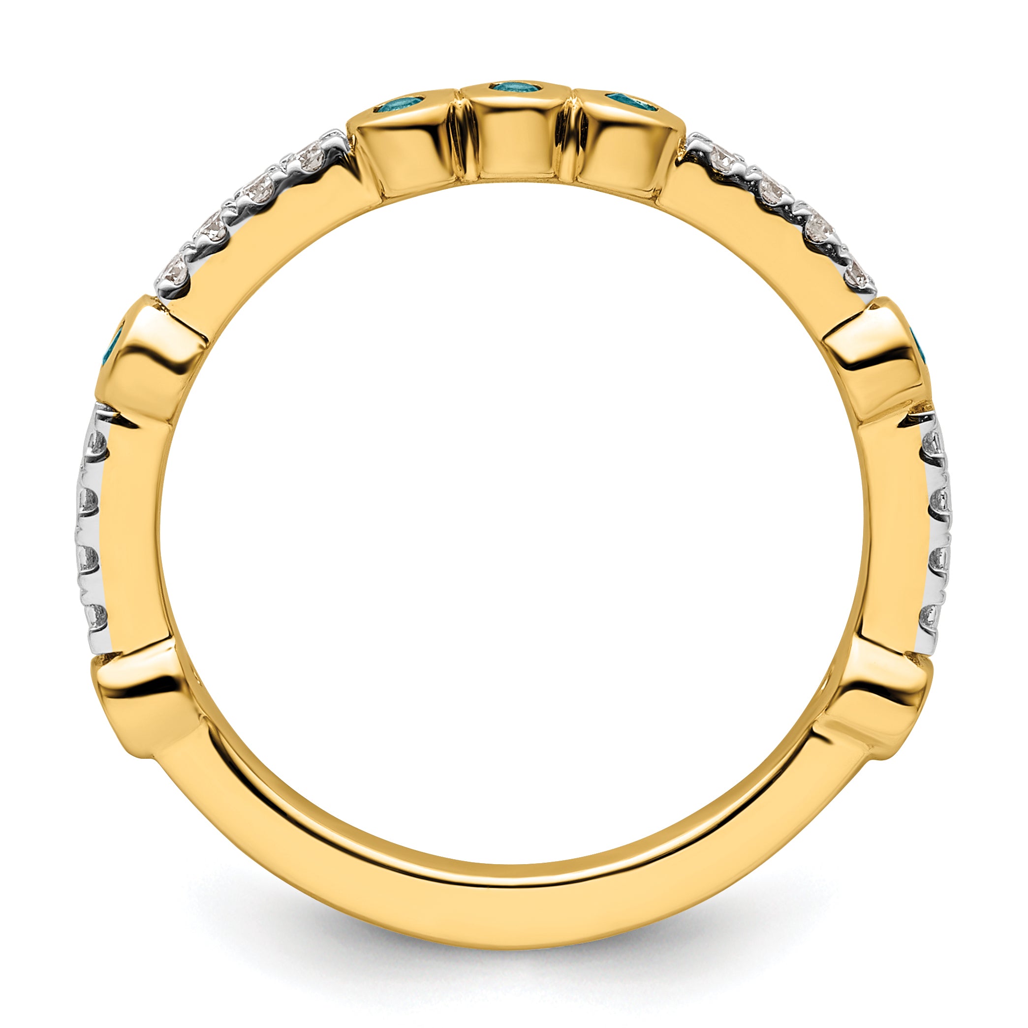 14k Stackable Expressions Blue Topaz and Diamond Ring Secondary image