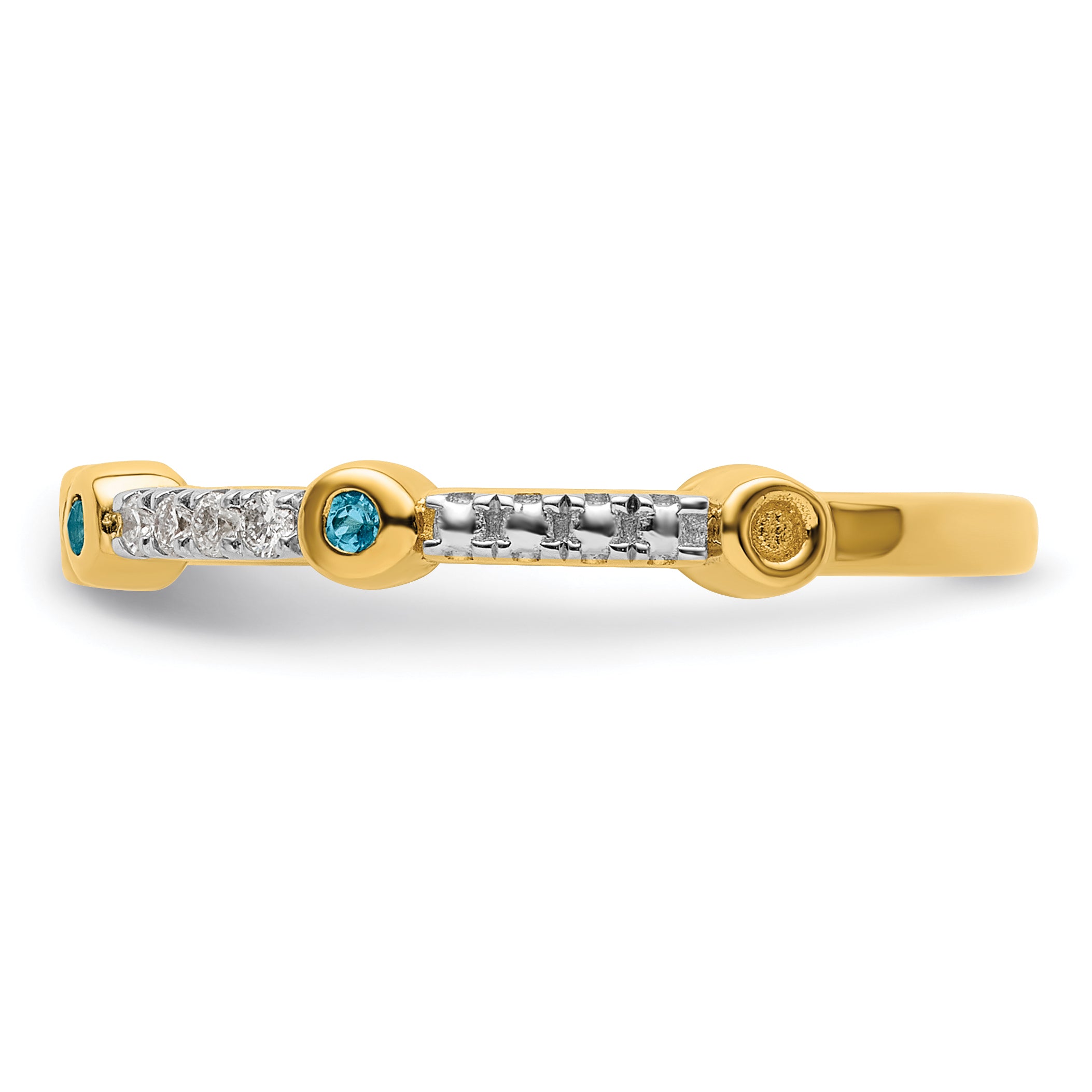 14k Stackable Expressions Blue Topaz and Diamond Ring