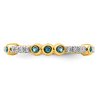 14k Stackable Expressions Blue Topaz and Diamond Ring