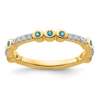 14k Stackable Expressions Blue Topaz and Diamond Ring