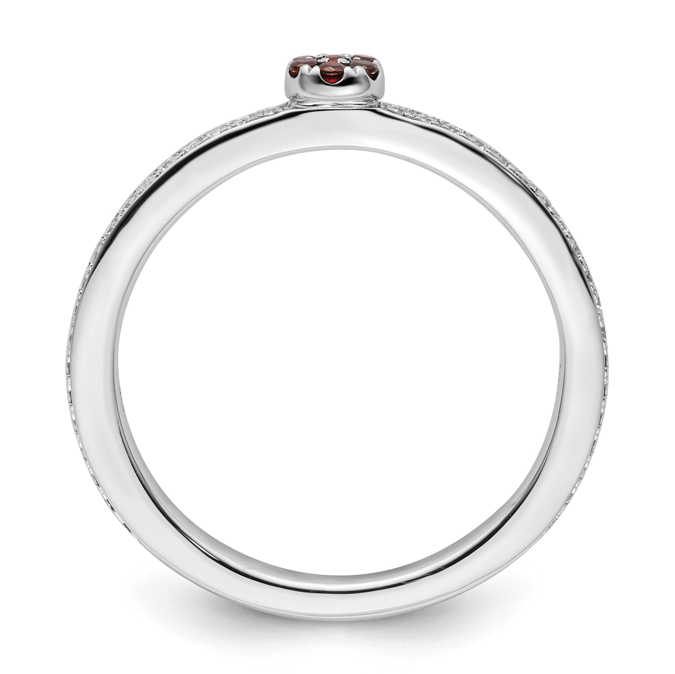 14k White Gold Stackable Expressions Garnet and Diamond Ring Secondary image