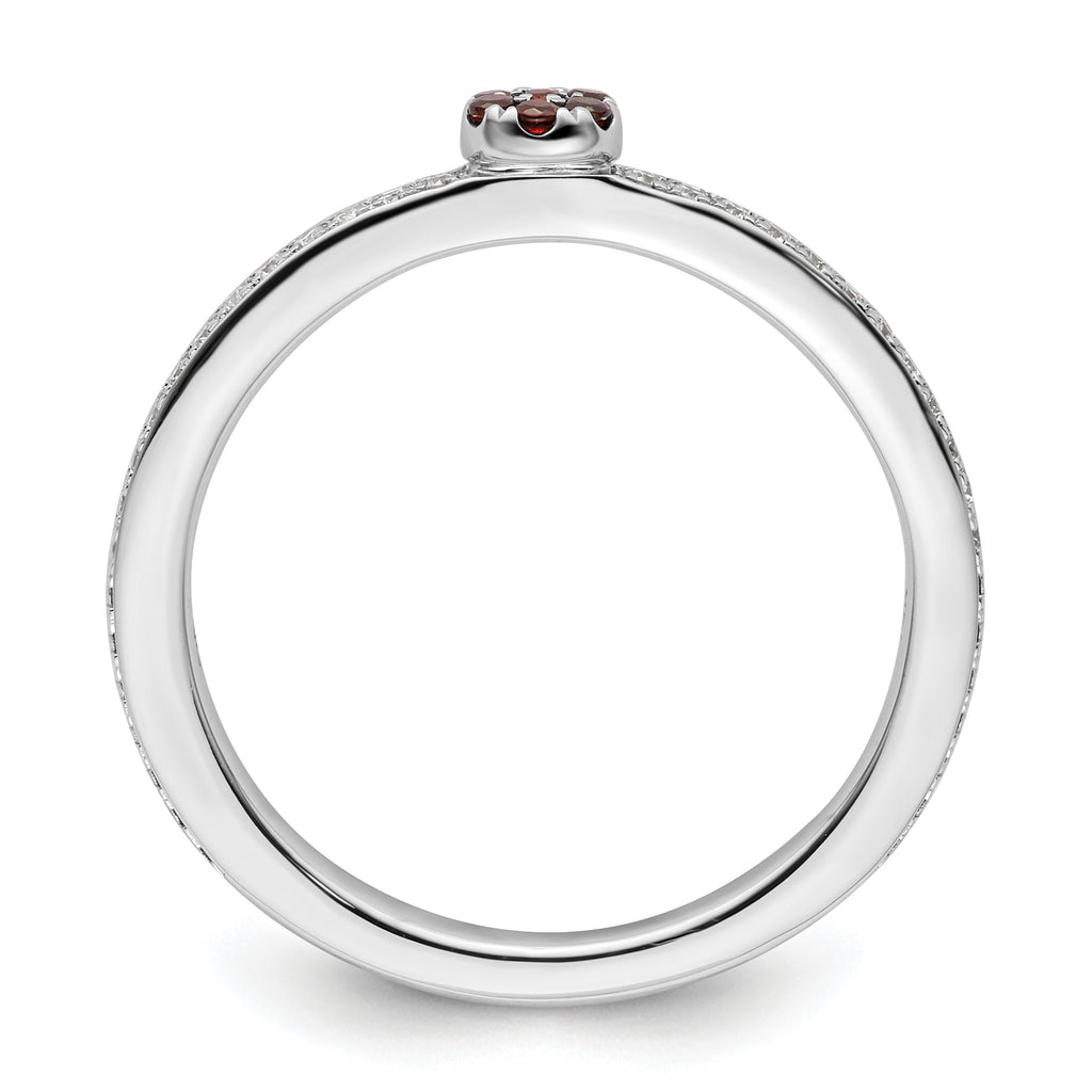 14k White Gold Stackable Expressions Garnet and Diamond Ring