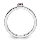 14k White Gold Stackable Expressions Garnet and Diamond Ring