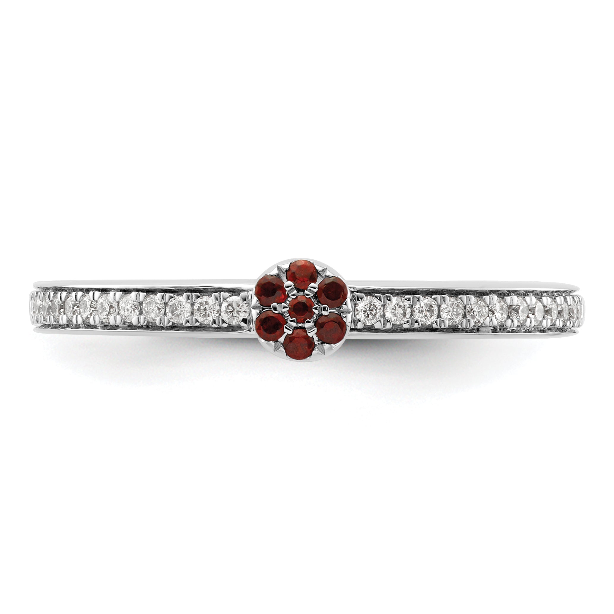 14k White Gold Stackable Expressions Garnet and Diamond Ring
