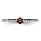 14k White Gold Stackable Expressions Garnet and Diamond Ring