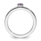 14k White Gold Stackable Expressions Amethyst and Diamond Ring