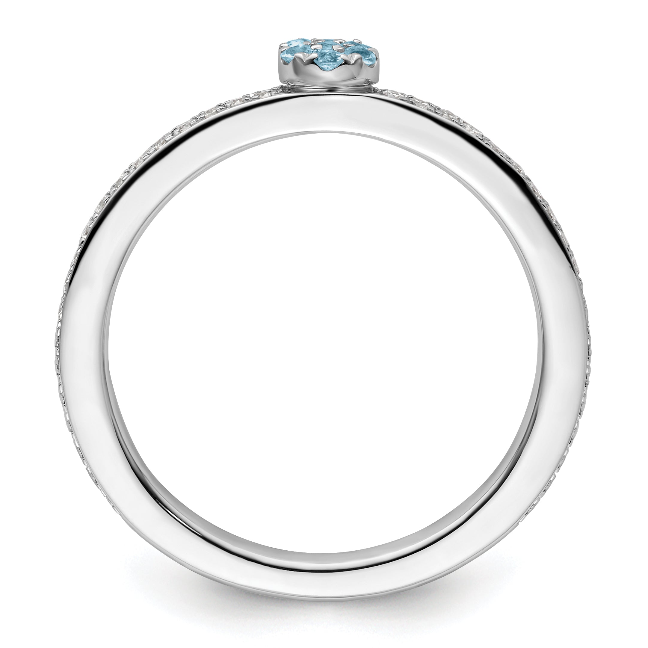 14k White Gold Stackable Expressions Aquamarine and Diamond Ring Secondary image