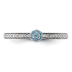 14k White Gold Stackable Expressions Aquamarine and Diamond Ring