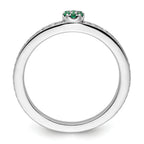 14k White Gold Stackable Expressions Created Emerald/Diamond Ring