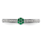 14k White Gold Stackable Expressions Created Emerald/Diamond Ring