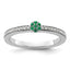 14k White Gold Stackable Expressions Created Emerald/Diamond Ring